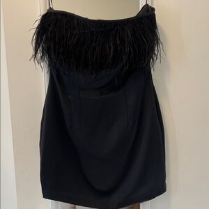 Ramy Brook Black Feather-Trim Mini Dress
